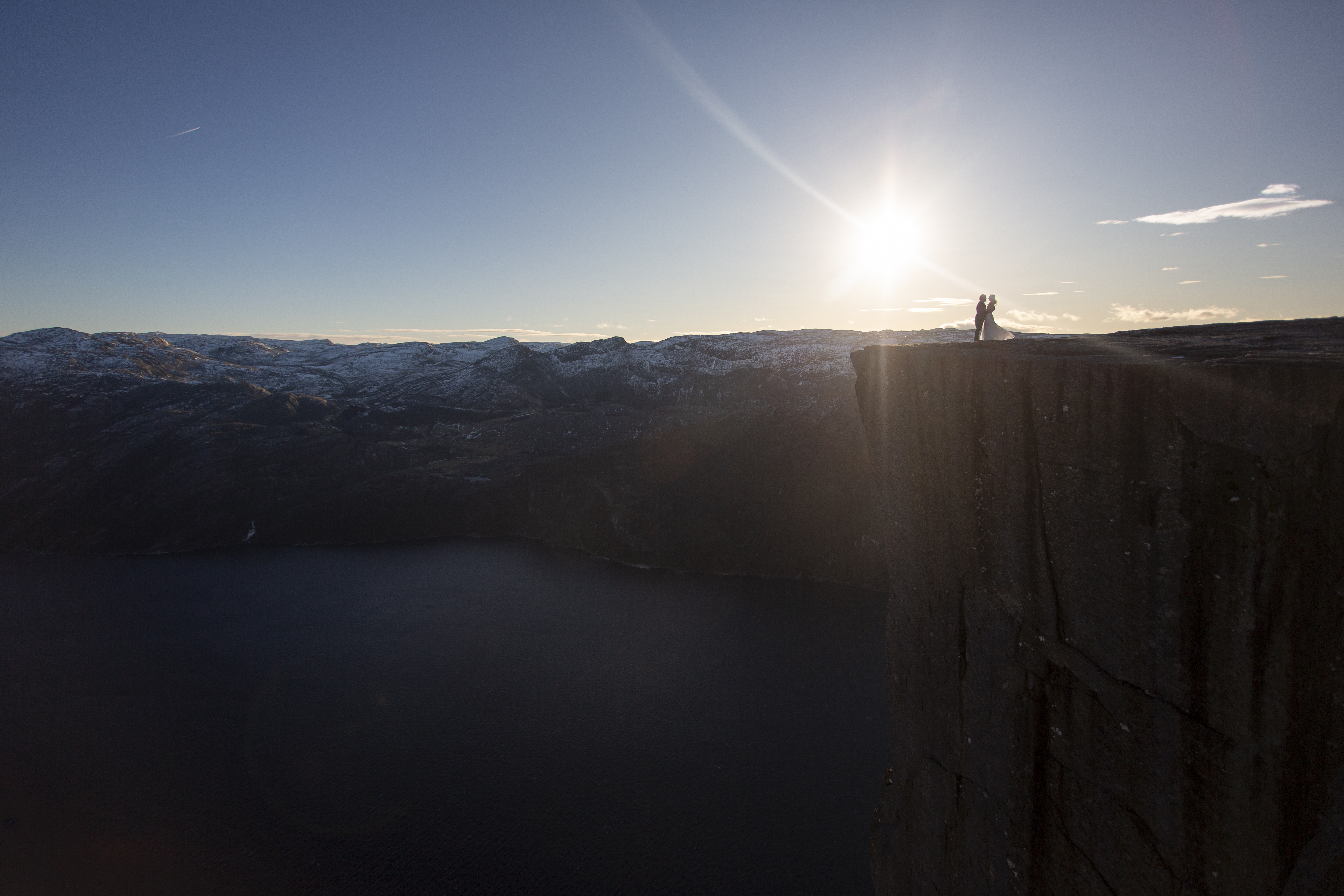 Sweden elopement photographer capturing couple enjoying the vast landscapes in Norway during their elopement.